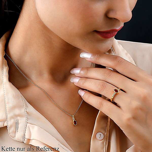 Crimson Feueropal-Ring und Anh&auml;nger, 925 Silber vergoldet ca. 0.76 ct image number 3