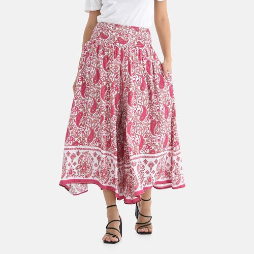 Gesmokte Taillen-Culottes mit Paisleymuster, Einheitsgröße, Rosa image number 1