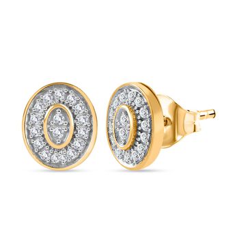 Wei&szlig;er Diamant P Ohrringe 925 Silber 750 Gelbgold Vermeil ca. 0.21 ct