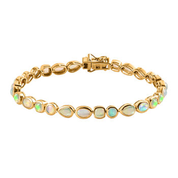 Nat&uuml;rliches, &auml;thiopisches Opal-Armband, ca. 19 cm, 925 Silber vergoldet ca. 7,04 ct