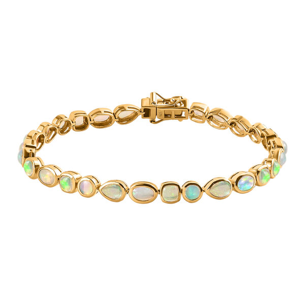 Nat&uuml;rliches, &auml;thiopisches Opal-Armband, ca. 19 cm, 925 Silber vergoldet ca. 7,04 ct