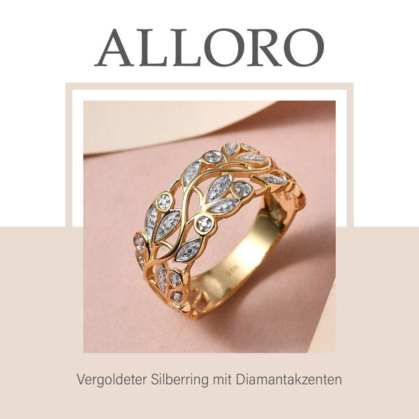 ALLORO vergoldeter Silberring mit Diamantakzenten image number 5