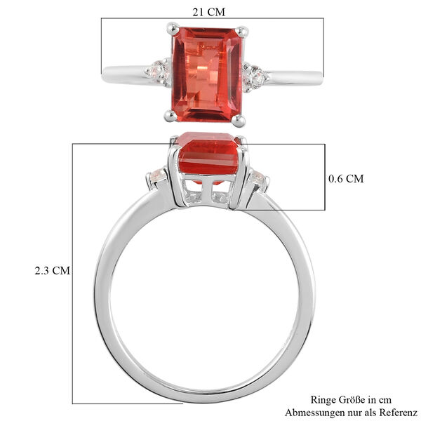 Padparadscha Triplett Quarz und Zirkon-Ring, 925 Silber  ca. 1,78 ct image number 7