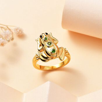 GP Trifono Kollektion-Nat&uuml;rlicher Chromdiopsid, schwarzer Spinell und Kanchanaburi blauer Saphir-Ring - 0,17 ct.