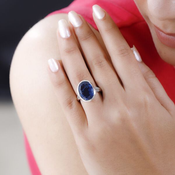 Ceylonfarbener Quarz und Zirkon-Ring, 925 Silber platiniert - 9,29 ct.&nbsp; image number 3