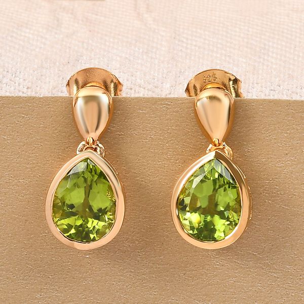 Nat&uuml;rliche Peridot-Solit&auml;r-Ohrh&auml;nger in Silber image number 2