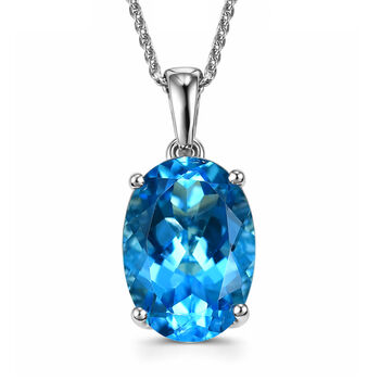 D'Joy AAA Schweizer Blautopas Ring und Anh&auml;nger mit 50cm Kette