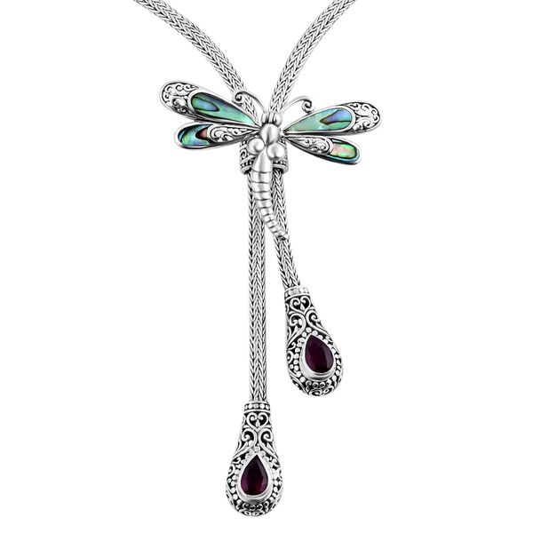 Royal Bali Kollektion - afrikanische Rubin und Abalone Muschel-Halskette, 50cm - 8 ct. image number 3