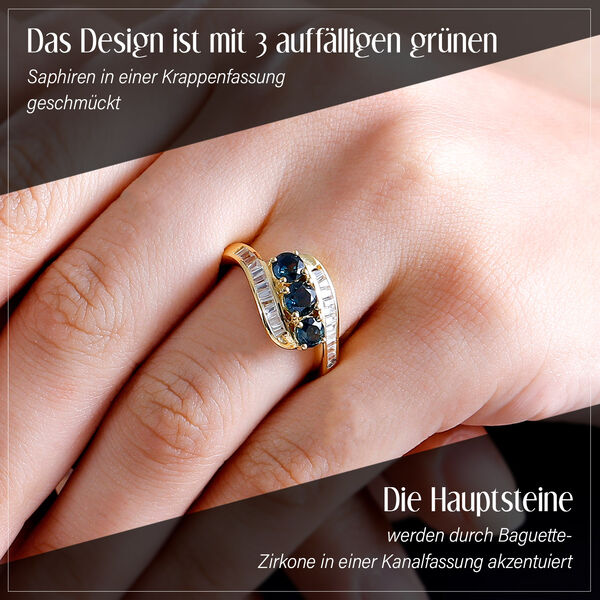 Grüner Saphir und Zirkon-Ring - 1,94 ct. image number 3