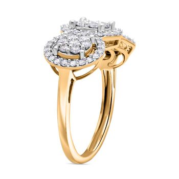 LUXURIANT SI-GH Labor Diamant Halo Ring im Trilogie-Stil - 1 ct.