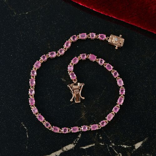 D’joy Ilakaka Rosa Saphir (Fissure gefüllt) Armband ca. 20 cm 925 Silber 750 Roségold Vermeil ca. 7,99 ct. image number 1
