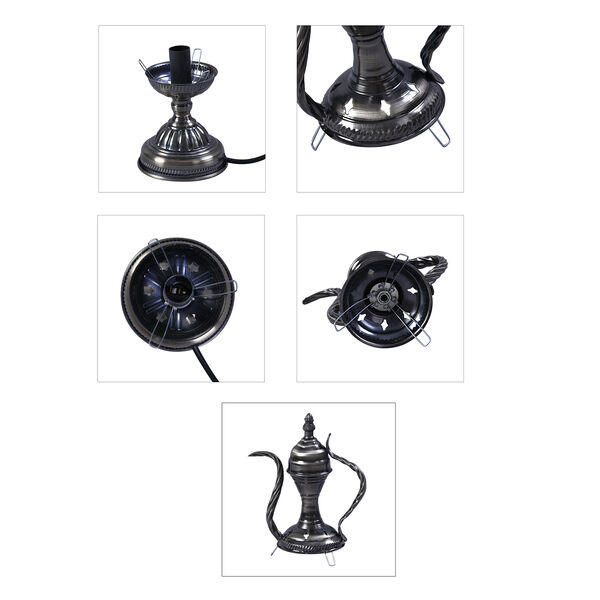 Handgefertigte orientalische Mosaik Glas Tischlampe - Weinkrug Form, Gr&ouml;&szlig;e 12x38 cm, Blau image number 6