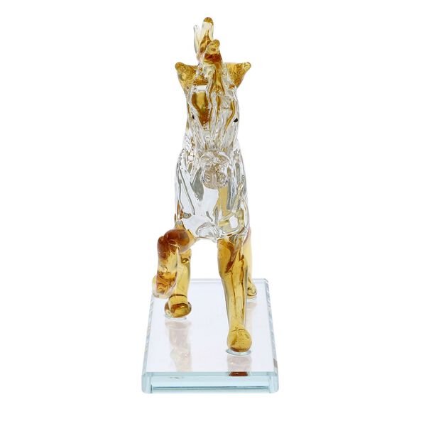 Dekorative Kristallglas-Pferdefigur auf quadratischem St&auml;nder, Gelb image number 3