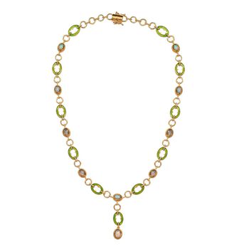 Nat&uuml;rliche, &auml;thiopische Welo Opal Halskette, ca. 45 cm, 925 Silber vergoldet ca. 3.76 ct