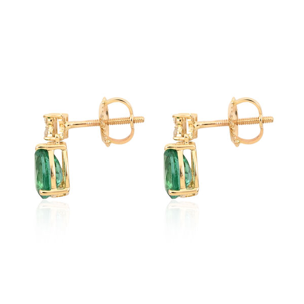 ILIANA AAA Sambia Smaragd und Diamant SI G-H Ohrringe 750 Gelbgold ca. 1,40 ct image number 3