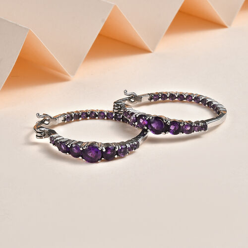 Afrikanische Amethyst Ohrringe, Edelstahl, ca. 3.12 ct image number 1