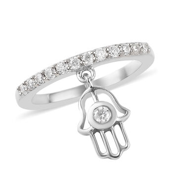 Moissanit Ring 925 Silber Platin-&Uuml;berzug (Gr&ouml;&szlig;e 16.00) ca. 0,31 ct