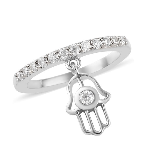 Moissanit Ring 925 Silber platiniert  ca. 0,31 ct