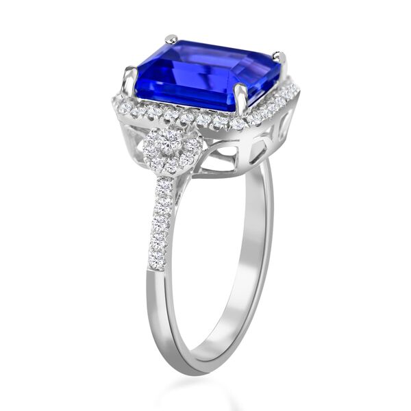 Rhapsody AAAA Tansanit, Wei&szlig;er Diamant Ring 950 Platin (Gr&ouml;&szlig;e 17.00) ca. 3,85 ct image number 3