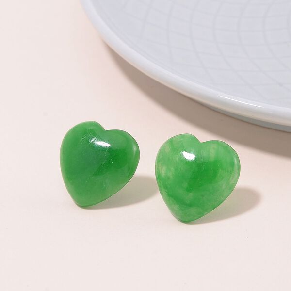 Grüne Jade Herz Ohrringe - 35 ct. image number 2