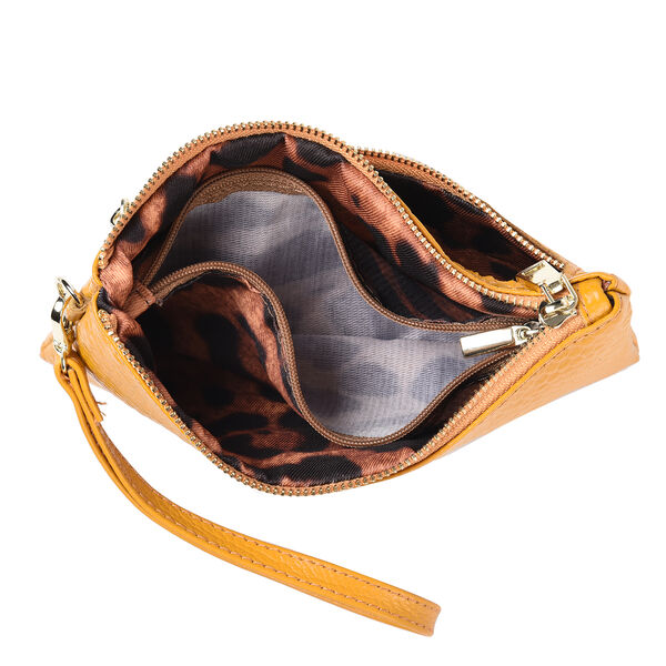 SENCILLEZ - 100% Leder Clutch, Gelb image number 5