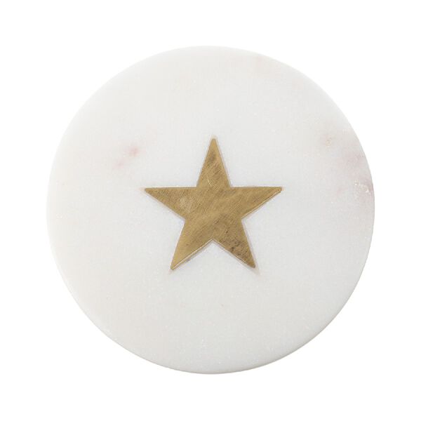 NAKKASHI - 4er-Set, Marmor Untersetzer mit Messingintarsie, Stern, Gr&ouml;&szlig;e 10x10 cm, Wei&szlig; image number 3