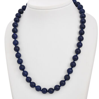 Lapislazuli Halskette, (9-11mm), ca. 50 cm, 925 Silber, ca. 276.50 ct