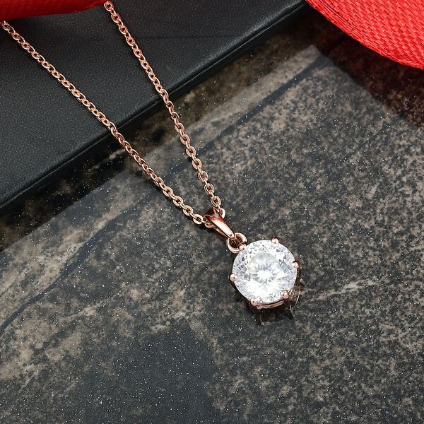 D'Joy Moissanit Anh&auml;nger mit 50cm Kette, 925 Silber 750 Ros&eacute;gold Vermeil - 1,30 ct. image number 1