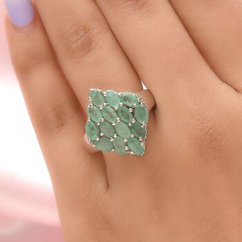 Kagem sambischer Smaragd-Ring, 925 Silber platiniert  ca. 3,29 ct