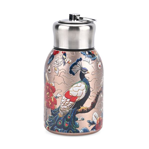 Isolierflasche aus 316L Edelstahl mit Doppelwand und Pfauenmotiv, Roségold, für heiße und kalte Getränke, 260 ml image number 0