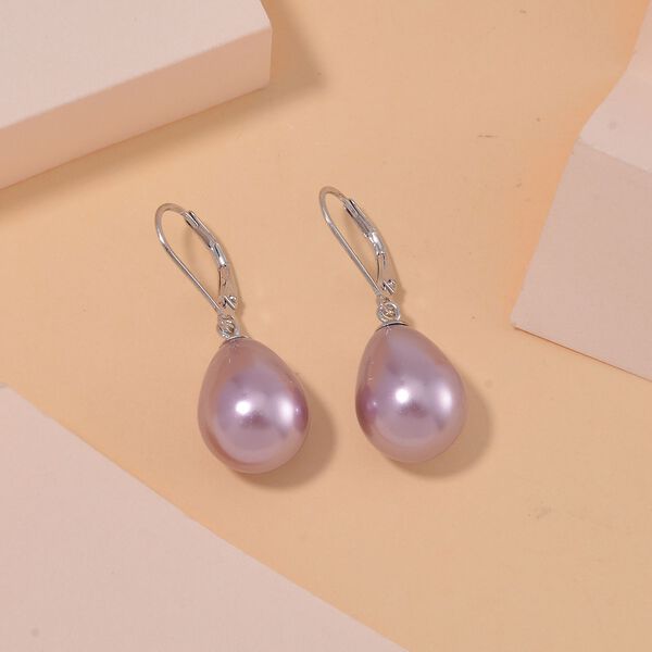 Lila Muschelkernperle Ohrringe 925 Silber rhodiniert image number 2