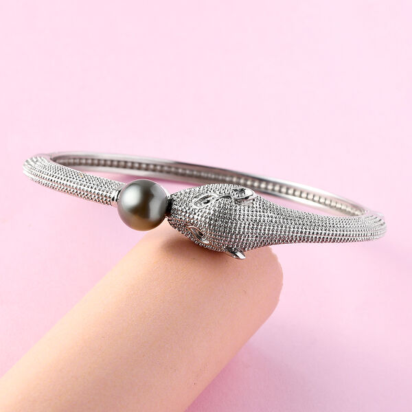 Tahiti-Farben Perle (10 mm), Schwarzer Spinell Armreif ca. 19 cm image number 2