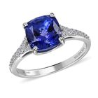 Rhapsody AAAA Tansanit, Weißer Diamant Ring 950 Platin (Größe 17.00) ca. 2,87 ct