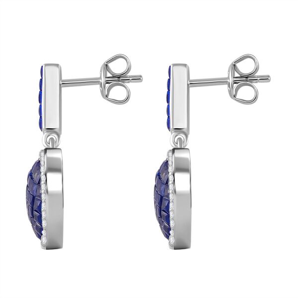 Blaue und weiße Zirkonia Halo Ohrringe image number 4