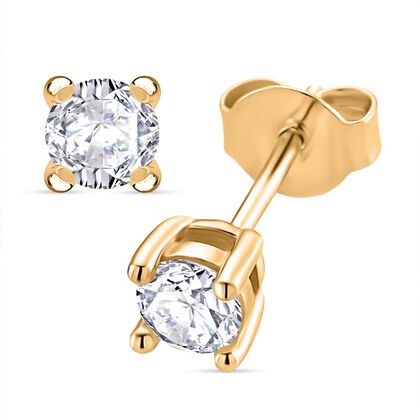 RADIANTA GRA zertifiziert Moissanit (D-VVS) Ohrringe 925 Silber vergoldet ca. 0.48 ct