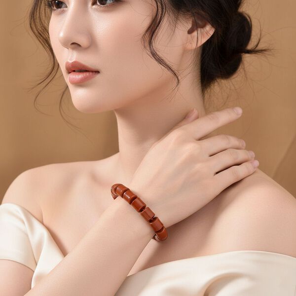 Rote Jade Armband Flexibles (ca. 18-19 cm) ca. 320,00 ct. image number 2