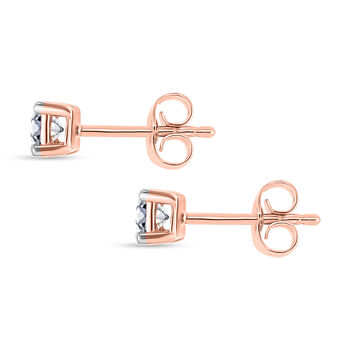 LUXURIANT SGL zertifizierte SI-GH Labor Diamant Ohrringe, 925 Silber 750 Ros&eacute;gold Vermeil - 0,50 ct.