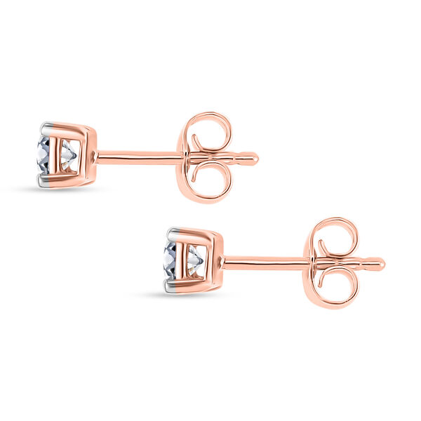 LUXURIANT SGL zertifizierte SI-GH Labor Diamant Ohrringe, 925 Silber 750 Ros&eacute;gold Vermeil - 0,50 ct. image number 4