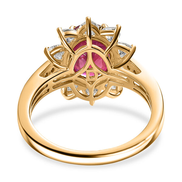 D'Joy - Herzensbl&uuml;te Afrikanischer Rubin (Fissure gef&uuml;llt), Moissanit Ring 925 Silber 750 Gelbgold Vermeil (Gr&ouml;&szlig;e 18.00) ca. 5.16 ct image number 5