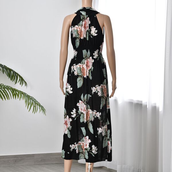 Maxikleid mit gesmokter Taille, Schwarz image number 2