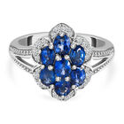Blauer Ceylon-Saphir und Zirkon Ring 925 Silber platiniert  ca. 1,79 ct image number 0