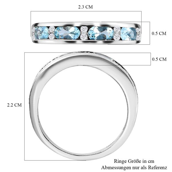Santamaria Aquamarin und wei&szlig;er Diamant Ring, 925 Silber platiniert, ca. 0,93 ct image number 7