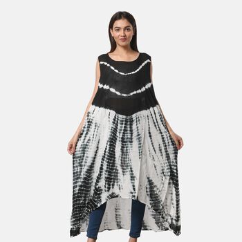 Tie Dye Kleid, Einheitsgr&ouml;&szlig;e, Schwarz und Wei&szlig;