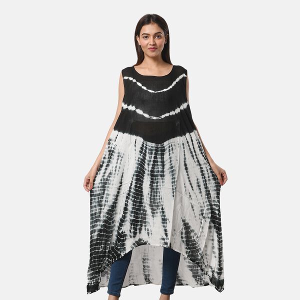 Tie Dye Kleid, Einheitsgr&ouml;&szlig;e, Schwarz und Wei&szlig;