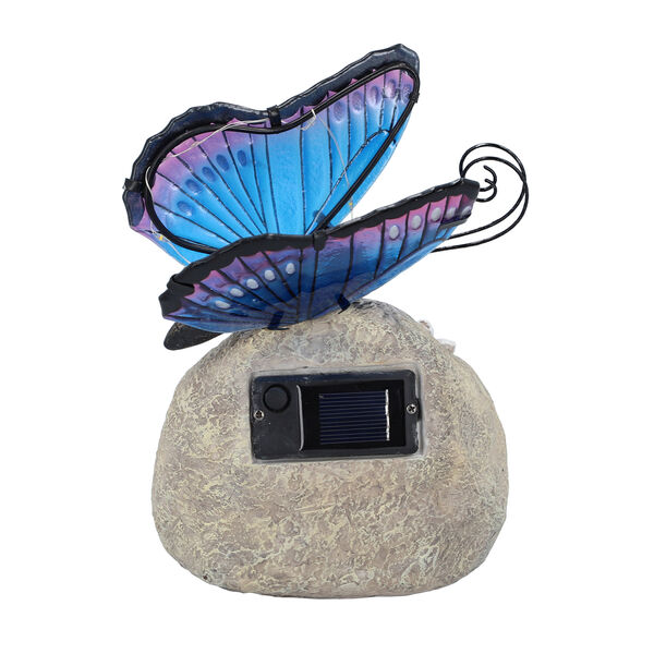 Harz Solarlampe, Schmetterling, Gr&ouml;&szlig;e 16x10x20 cm, Blau & Lila image number 4