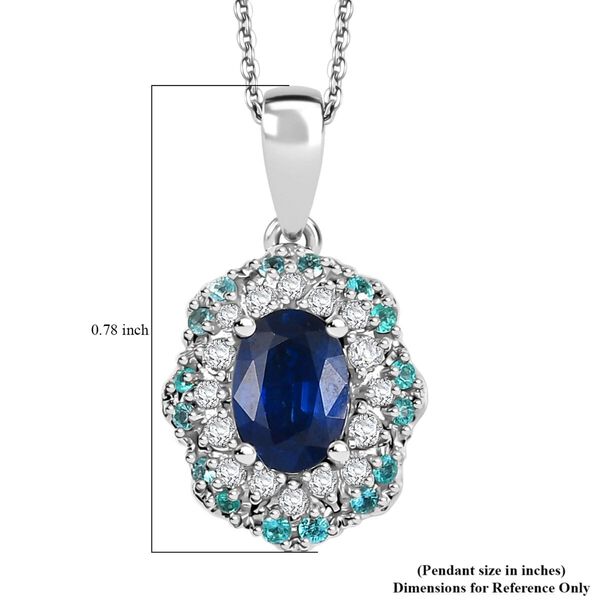 RHAPSODY zertifiziert und geprüft AAAA ceylonfarbener blauer Saphir, Paraiba Turmalin und VS Diamant Anhänger mit 45cm Kette in 950 Platin - 1,44 ct. image number 5