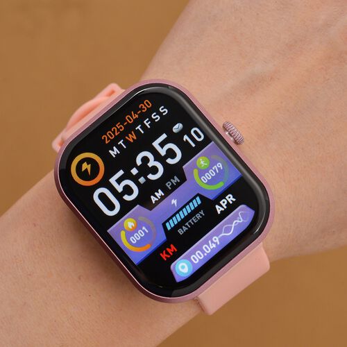 G21 Smartwatch, 2.01 Zoll HD Display, Herzfrequenz-, Blutdruck- und Blutsauerstoffmessung, Pinkes Silikonarmband image number 1
