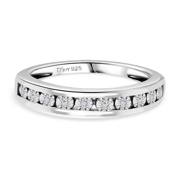 Half Eternity Ring mit Diamantakzenten, 925 Silber platiniert