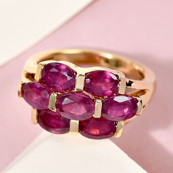 Afrikanischer Rubin (Fissure gef&uuml;llt) Ring 925 Silber vergoldet (Gr&ouml;&szlig;e 17.00) ca. 2,97 ct