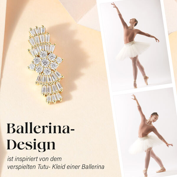 Moissanit Ballerina Anh&auml;nger, 925 Silber mit 750 Gelbgold Vermeil - 1,11 ct. image number 2